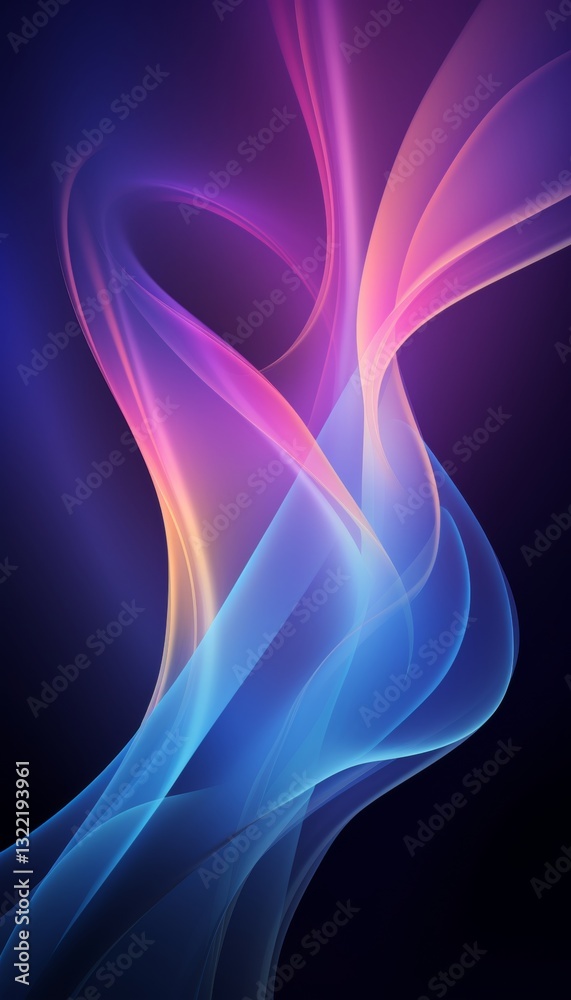 Obraz premium Abstract, Flowing Lines of Vibrant Light Trails in Swirling, Colorful Waves. Digital Art Background.