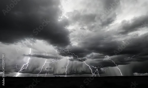 a storm  with lightning striking