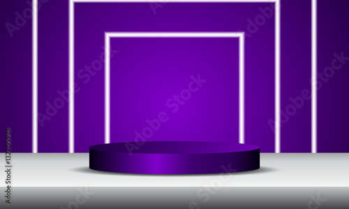 3D product podium backdrop. Abstract geometric composition in minimalist design. Studio display showroom product base, Fashion show stage mockup scene.