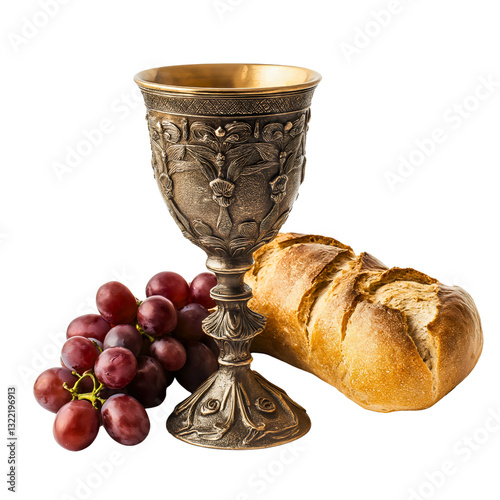 Sacred Communion Elements Bread and Wine for Christian Celebration
