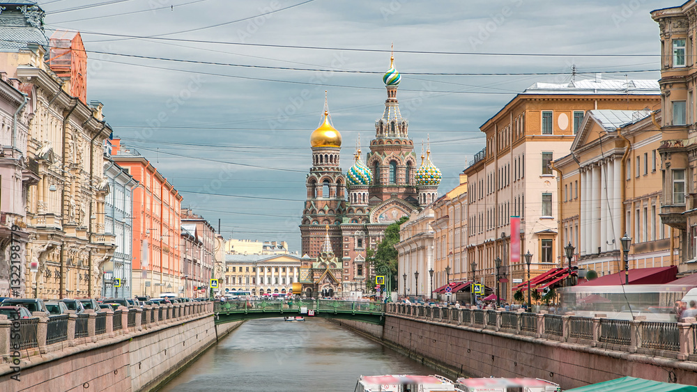 Fototapeta premium Church of the Savior on Spilled Blood timelapse.