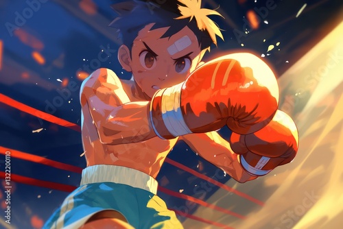 A Young Boxer Throwing A Powerful Punch In The Ring