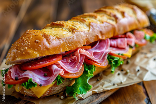 A Flavorful Italian Sub: Salami, Ham, and Provolone Combo