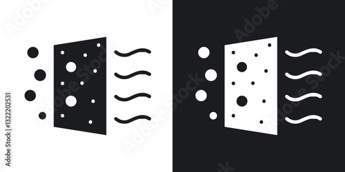 Air purification icons in solid black and white collection