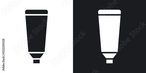 Cream tube icons in solid black and white collection