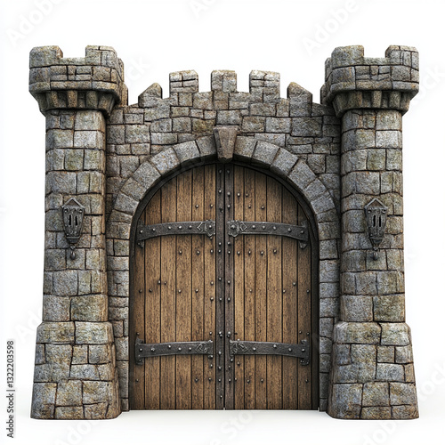 old door in stone wall