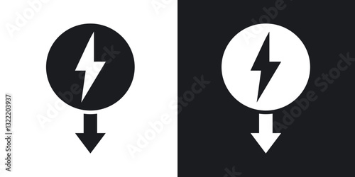 Energy reduction icons in solid black and white collection