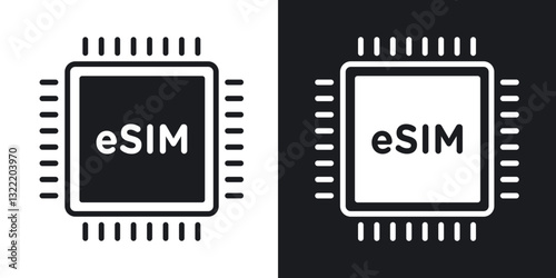 ESIM icons in solid black and white collection