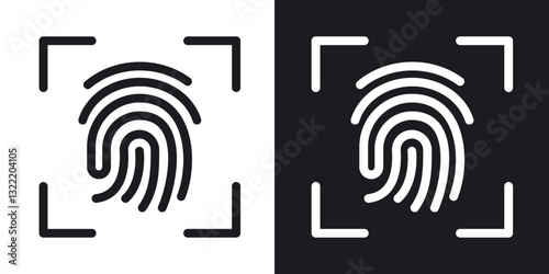 Fingerprint icons in solid black and white collection