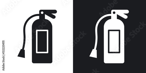 Fire extinguisher icons in solid black and white collection