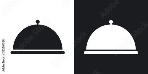 Food tray icons in solid black and white collection