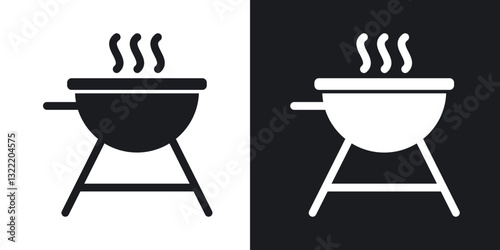 Grill icons in solid black and white collection