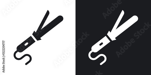 Hair curler icons in solid black and white collection