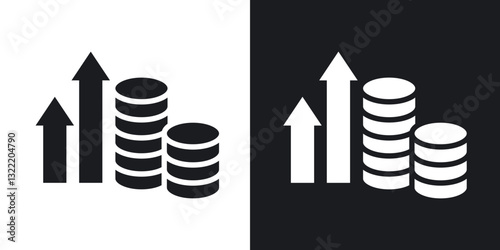 High revenue icons in solid black and white collection