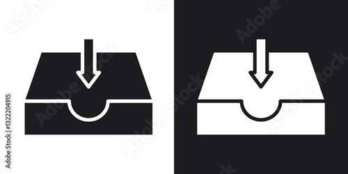 Inbox icons in solid black and white collection