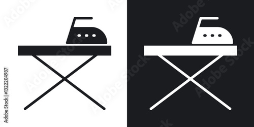 Ironing board icons in solid black and white collection
