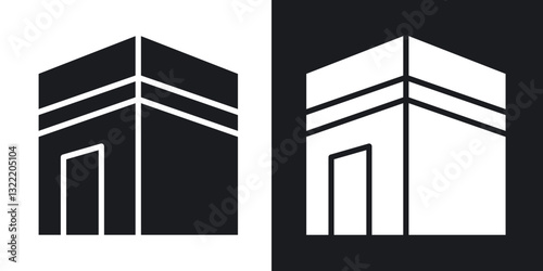 Kaaba icons in solid black and white collection