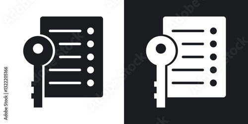 Key takeaway icons in solid black and white collection
