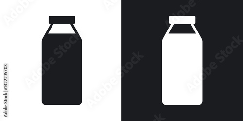 Milk bottle icons in solid black and white collection