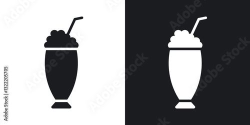 Milk shake icons in solid black and white collection