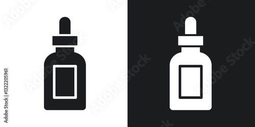 Oil dropper bottle icons in solid black and white collection