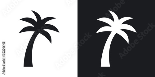 Palm tree icons in solid black and white collection