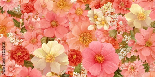 A colorful and vibrant floral arrangement of various flower blossoms