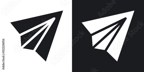 Paper plane icons in solid black and white collection