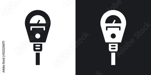 Parking meter icons in solid black and white collection