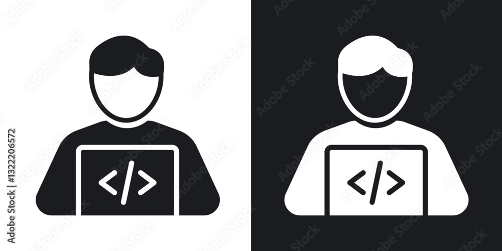 Programmer icons in solid black and white collection