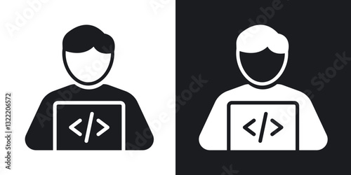 Programmer icons in solid black and white collection