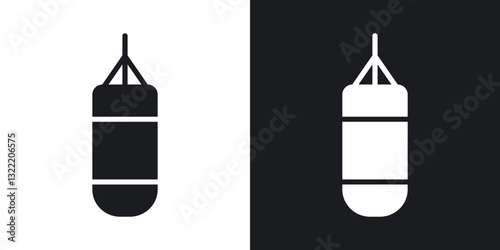 Punching bag icons in solid black and white collection