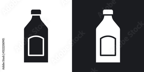 Sauce bottles icons in solid black and white collection