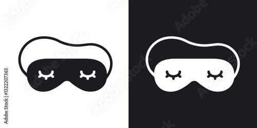 Sleeping mask icons in solid black and white collection