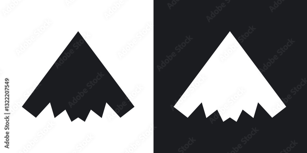 Stealth plane icons in solid black and white collection