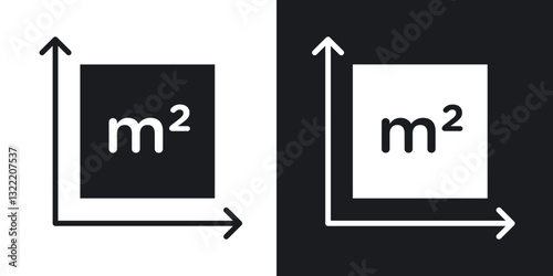 Square Meter icons in solid black and white collection