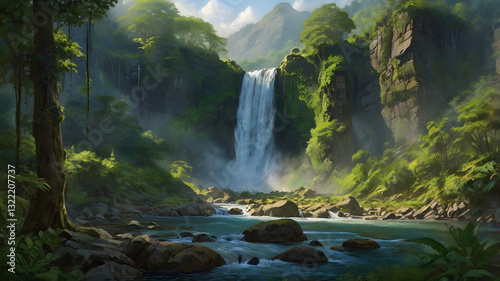 waterfall in the mountains