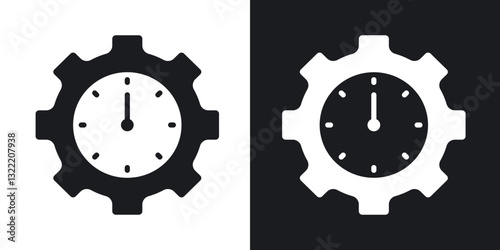 Time management icons in solid black and white collection