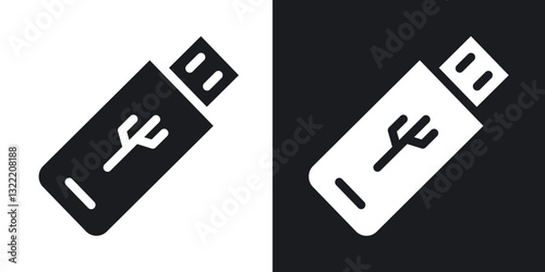 USB icons in solid black and white collection