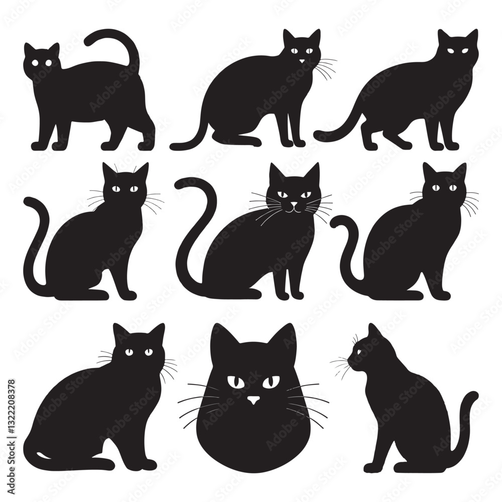 Set of black cat silhouettes. vector illustration Web Set of black cat silhouettes. vector illustration Web