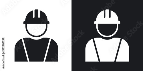Worker icons in solid black and white collection