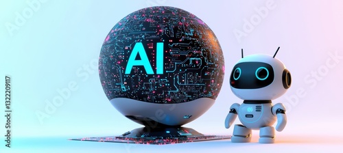 Obraz na płótnie Charming ai robot agent and futuristic sphere in hightech harmony w salonie