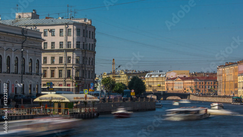 фотографія Embankment of Fontanka River timelapse hyperlapse, view from the Anichkov bridge