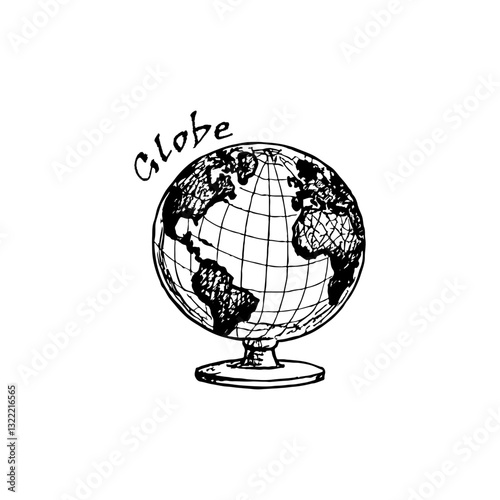 Vintage Hand Drawn Globe Illustration