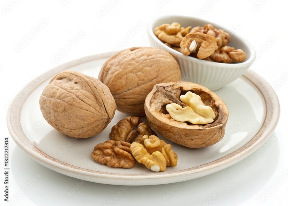 walnuts on a plate and on the table
walnuts on a plate and on the table