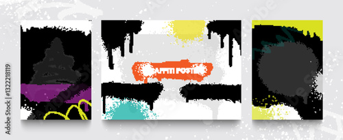 Set of graffiti posters. Vector illustrations for your creativity.