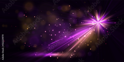 Bright flash effect with rays and glare. Light light blur effect. Vector illustration