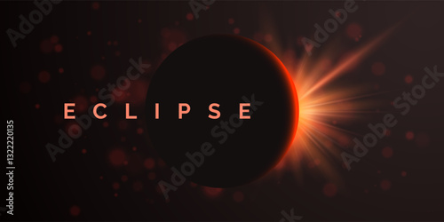 Solar eclipse or planetary collision. Large flash or explosion. Vector illustration