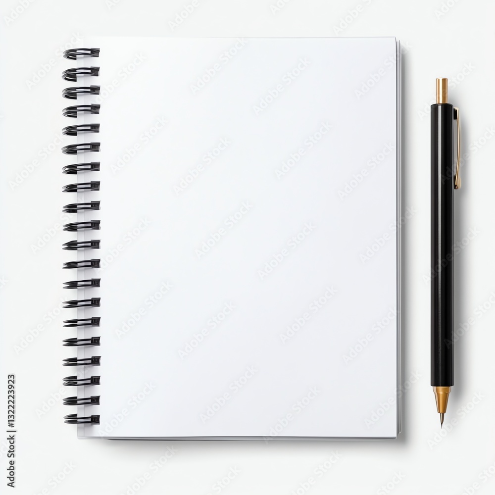 Blank Spiral Notebook with Black Pen for Writing or Drawing Ideas Blank Spiral Notebook with Black Pen for Writing or Drawing Ideas