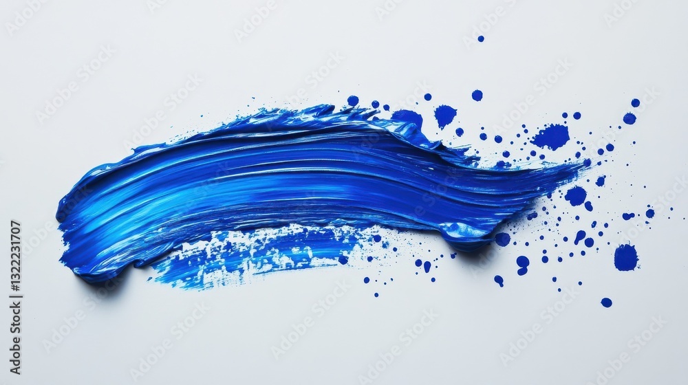 A blue brush stroke with splatters of paint A blue brush stroke with splatters of paint